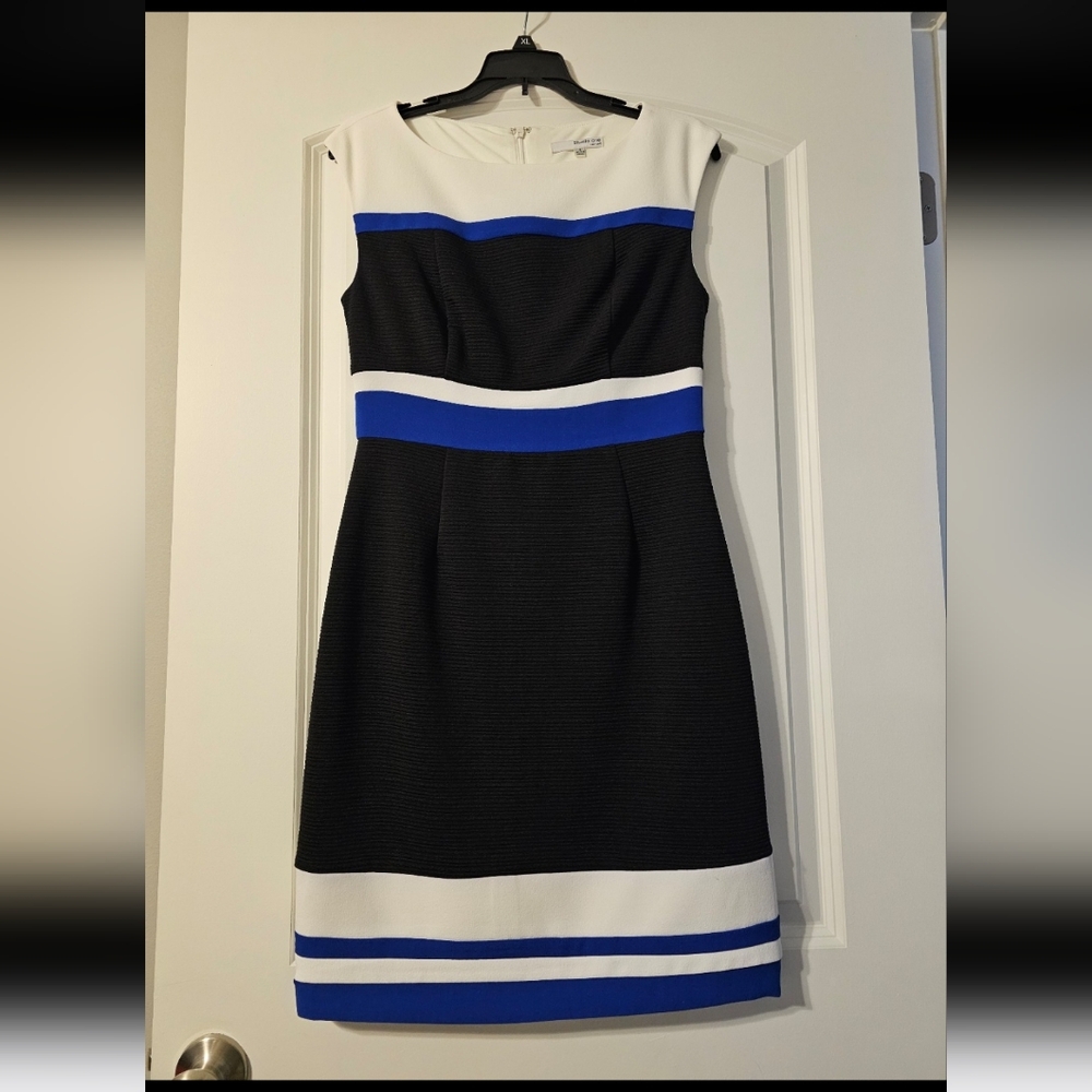 Studio One Black and Blue Sheath Midi Dress